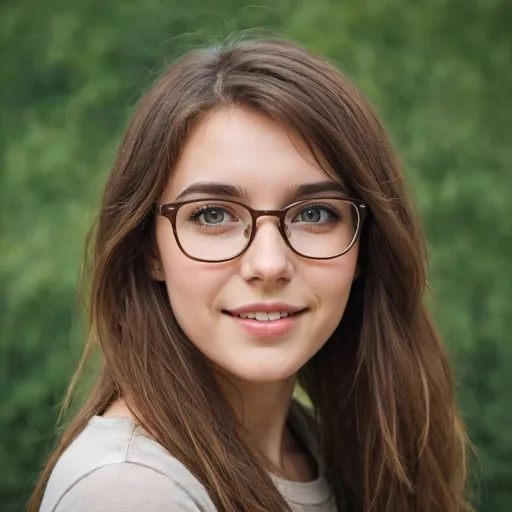 Prompt: Eyeglasses brown haired young woman