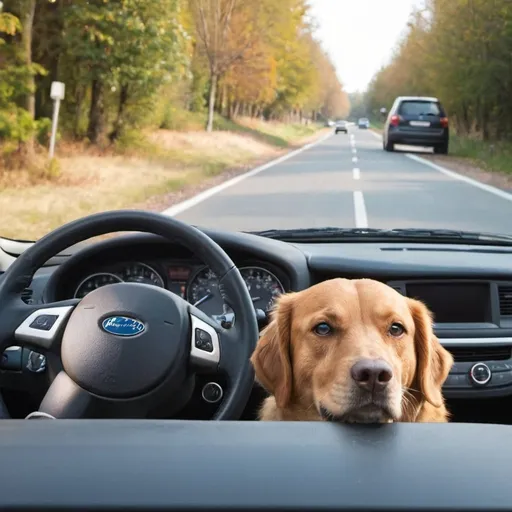 Prompt: dog driving bogatey

