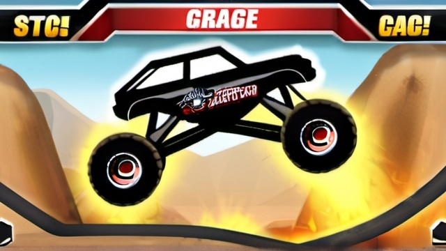 Prompt: MEGASTUNT Mayhem, Monster Truck Game, Android Screenshot, HD,