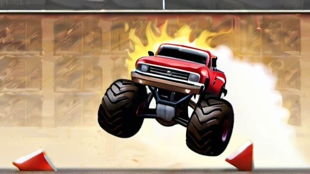 Prompt: MEGASTUNT Mayhem, Monster Truck  Game, iPhone Wallpaper, HD,