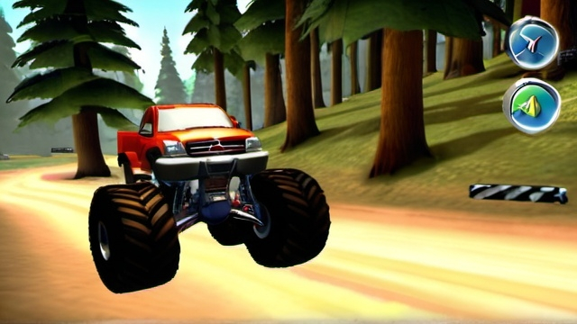 Prompt: Bigfoot Collision Course, Monster Truck Game, Wii Screenshot, HD,