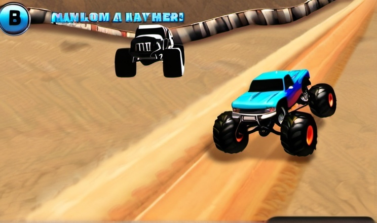 Prompt: MEGASTUNT Mayhem, Monster Truck Game, iPad Screenshot, HD,