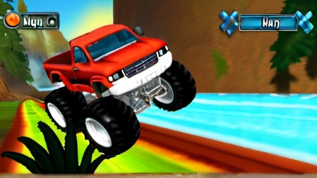 Prompt: Bigfoot Collision Course, Monster Truck Game, Wii Screenshot, HD,