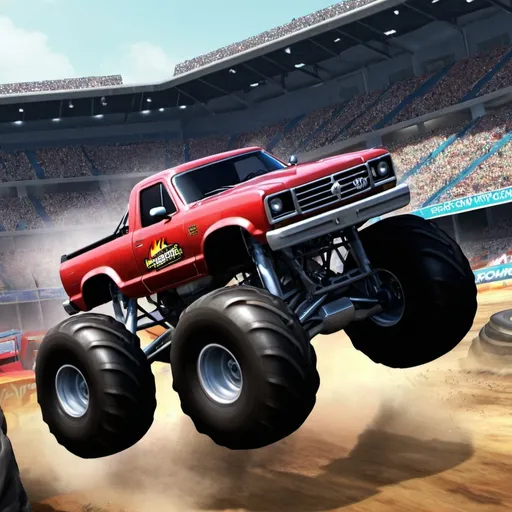 Prompt: MEGASTUNT Mayhem, Monster Truck  Game, iPhone Wallpaper, HD,