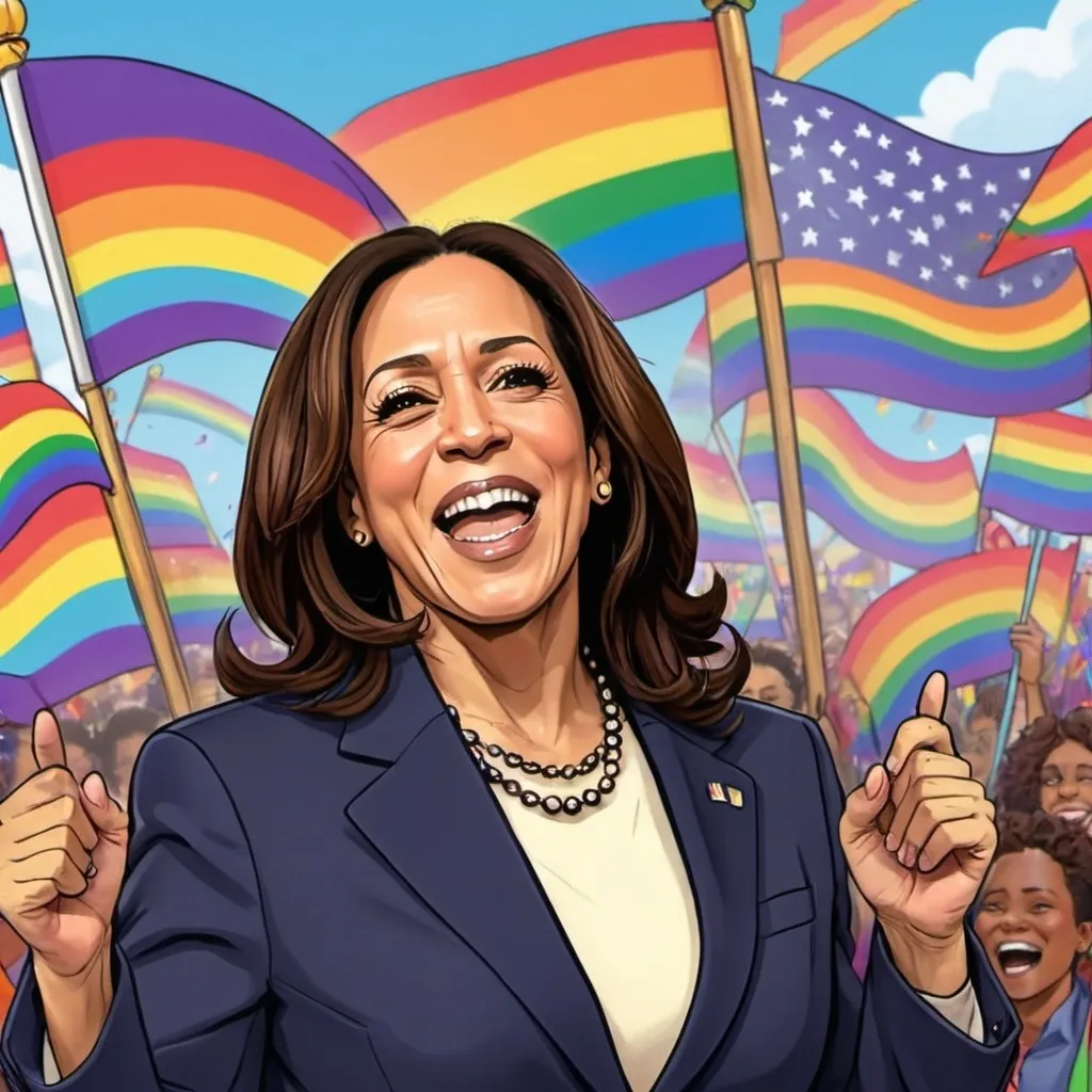 Prompt: Kamala Harris LGBTQ Support ANIME
