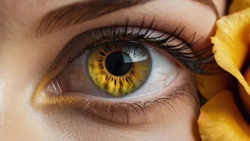 Prompt: 64k, highest resolution, perfection, HDR, 3D rendering, full frame eye of a woman, macro, detailed iris looks like a perfectly depicted yellow rose petal, the makeup is matching the iris, perfect makeup, woman's eye, realistic, detailed Eyes, perfect lighting, high quality