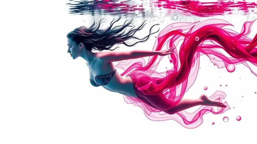 Prompt: photorealistic, (beautiful ink art). vibrant magenta and green ink swirls to represent the form of a woman swimming, white background, serene atmosphere, bubbles surround woman form elegantly, dreamy underwater landscape, high level of detail, ultra clear image, captivating contrast of colorful inks, enchanting light filtering through the water, peaceful and ethereal atmosphere, fluid motion capturing the essence of movement.