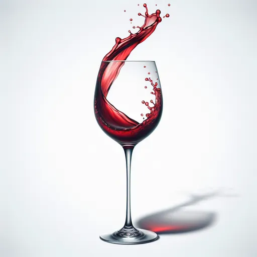 Prompt: splashing red wine in the shape of a wine glass, but it should not be a glass in the image, only the liquid takes the shape