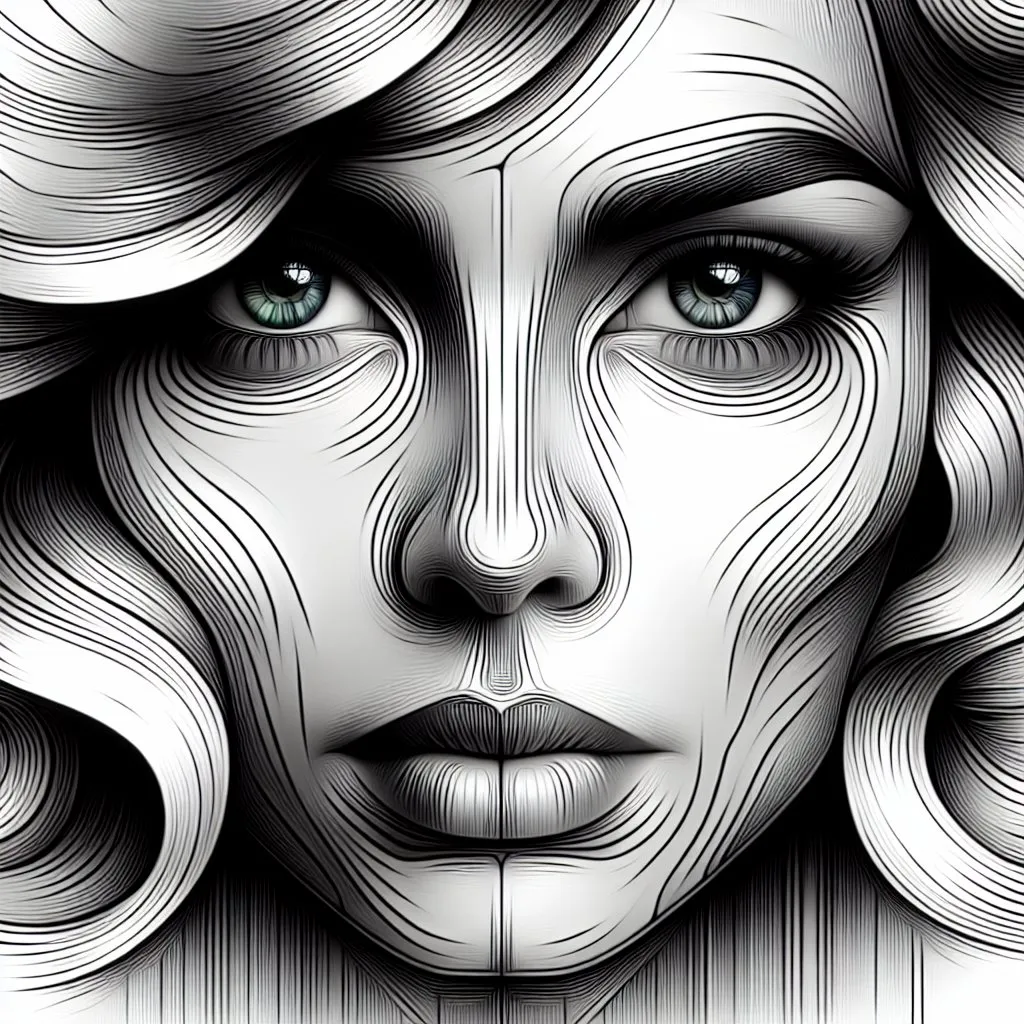 Prompt: Abstract, crystal-style eyes, woman's face with wavy haircut, stylized, highres, ultra-detailed, abstract crystal eyes, wavy haircut, woman's face, stylized, professional, artistic, abstract, detailed features