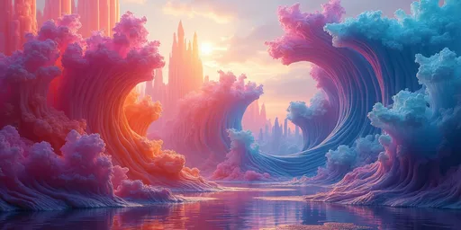 Prompt: (mesmerizing dreamscape), vibrant, (streaming colors), surreal morphing shapes, fluid movements, seamless transitions, state of the art visuals, imaginative landscapes, enchanting atmosphere, captivating transformations, high depth, high resolution, ultra-detailed, abstract design, mesmerizing fluidity, otherworldly beauty.