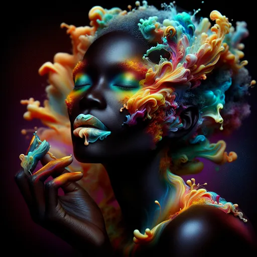 Prompt: super ultra mega hyperdetailed ultra hyperrealistic meticulously detailed portrait of  a black woman as a delirium of the endless infinite,  brightly colored liquid smoke vivid vivrant colourful articulate make up, the sandman, made by caravaggio stanley artgerm lau wlop ross draws 4k 8k artstation cgsociety concept art cgsociety octane render