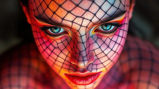 Prompt: (Realistic, Detailed Beautiful Colorful Women Body Portrait), (modern), intricately structured net pattern on skin, hyper-detailed features, ultra-sharp 3D rendering, focused face, captivating top shot perspective, vibrant colors, rich and deep hues, exquisite details, stunning visual depth, beautifully crafted composition, extraordinary lighting, high-quality 4K resolution.