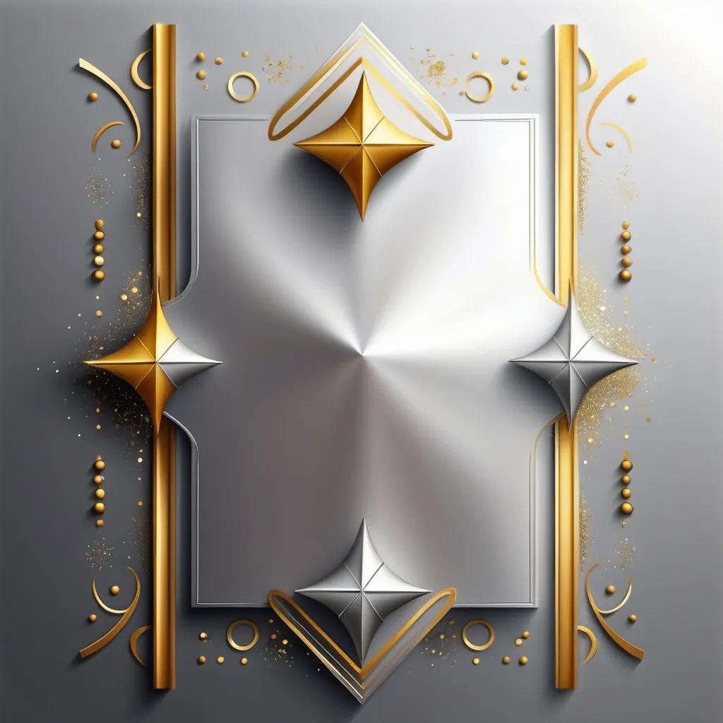 Prompt: Silber und gold glänzender Hintergrund für eine Geburtstagskarte, festliches Design, eleganter Look, modern im Stil, mit glänzenden Akzenten und funkelnden Lichtern, Platz in der Mitte für den Text, umgeben von dekorativen Elementen, ausgeglichene Symmetrie, feierliche Stimmung, minimalistischer Touch, geeignet für einen 18-jährigen Jungen, hochwertige 4K-Details.