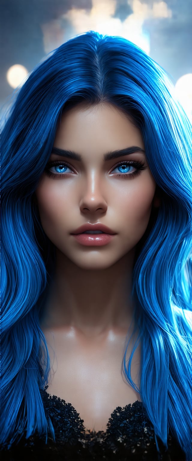 Prompt: a girl american portrait heavenly beauty, 128k, 50mm, f/1. 4, high detail, sharp focus, perfect anatomy, highly detailed, detailed and high quality background,  digital painting, Trending on artstation, UHD, 128K, quality, Big Eyes, artgerm, highest quality stylized character concept masterpiece, award winning digital 3d, hyper-realistic, intricate, 128K, UHD, HDR, image of a gorgeous, beautiful, highly detailed face, hyper-realistic facial features, cinematic 3D volumetric, illustration by Marc Simonetti, Carne Griffiths, Conrad Roset, Full HD render + immense detail + dramatic lighting + well lit + fine | ultra - detailed realism, full body art, lighting, high - quality, engraved, ((photorealistic)), ((hyperrealistic)), ((perfect blue eyes)), ((perfect skin)), ((perfect blue hair))