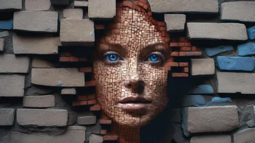 Prompt: Realistic, detailed, beautiful, woman's photo, the woman's body is embedded in a wall made of red bricks, her body can be seen, a fusion of the woman and the wall, it looks like she has grown together with the wall, detailed blue Eyes, detailed beautiful face, intricately structured, her skin looks like the stone of the wall, hyper detailed, ultra sharp 3D rendering, the whole tree can be seen, focus face,