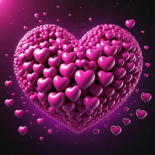 Prompt: bright magenta perfect hearts float through space, 16K, detailed, best Quality, 3D Rendering