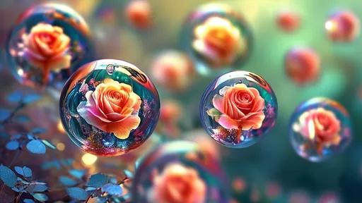 Prompt: (many transparent shimmering sphere), float gracefully, sparkling with ethereal brilliance, each bubble encasing a vibrant roses, colorful petals bursting with life, reflecting light beautifully, creating a mesmerizing display, soft-focus ambiance, dreamy atmosphere, ultra-detailed, high-quality with a magical, whimsical feel, enchanting background of blurred garden vegetation.