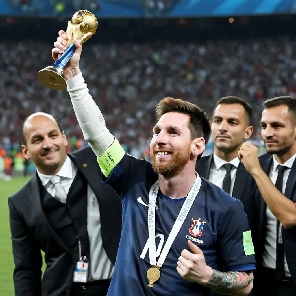 Prompt: Messi winning EURO 2016 with French National Team