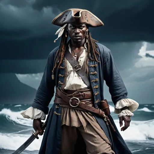 Prompt: African Pirate with cut throat attitude