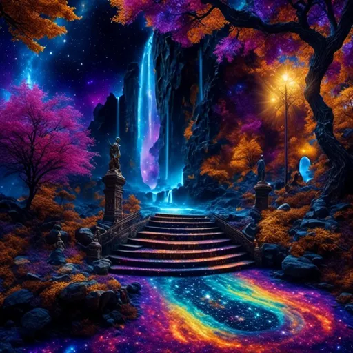 Prompt: waterfalls<mymodel> on a vibrant magic carpet, intricate details on the carpet's patterns, realistic fur texture on the monkey, magical aura surrounding the scene, vivid colors and enchanting lighting, high-res, magical realism, detailed carpet patterns, mystical monkey, vibrant colors, realistic fur texture, magical atmosphere, professional artwork, enchanting lighting