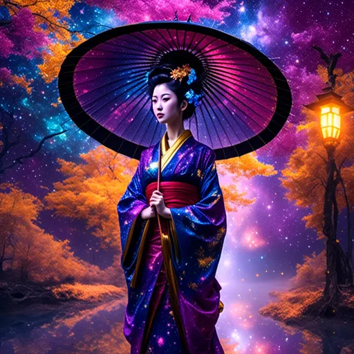 Prompt: <mymodel> Geisha holding umbrella 