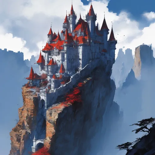 Prompt: a magical castle carved into a cliff :: Core :: Scarecrow :: Kaleidoscope :: Masterpiece :: blue white red :: Biological :: muted brush stroke :: by Ruan Jia, by Travis Charest, by Yoji Shinkawa :: elaborate :: intricate :: hyper detailed :: 8k resolution :: a masterpiece :: concept art :: dynamic lighting :: Splash screen art :: deep colors