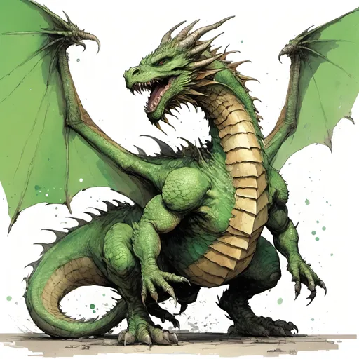 Prompt: a fat dragon with disproportionately tiny wings : watercolor : masterpiece : green brown green : biological : muted brush stroke : by Ruan Jia, by Travis Charest, by Yoji Shinkawa : elaborate : intricate : hyper detailed : 8k resolution : a masterpiece : concept art : dynamic lighting : Splash screen art : deep colors