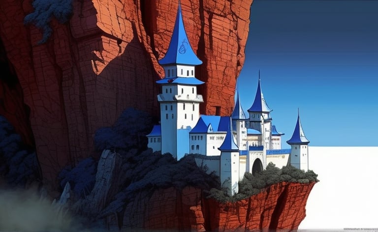 Prompt: a magical castle carved into a cliff :: Core :: Scarecrow :: Kaleidoscope :: Masterpiece :: blue white red :: Biological :: muted brush stroke :: by Ruan Jia, by Travis Charest, by Yoji Shinkawa :: elaborate :: intricate :: hyper detailed :: 8k resolution :: a masterpiece :: concept art :: dynamic lighting :: Splash screen art :: deep colors