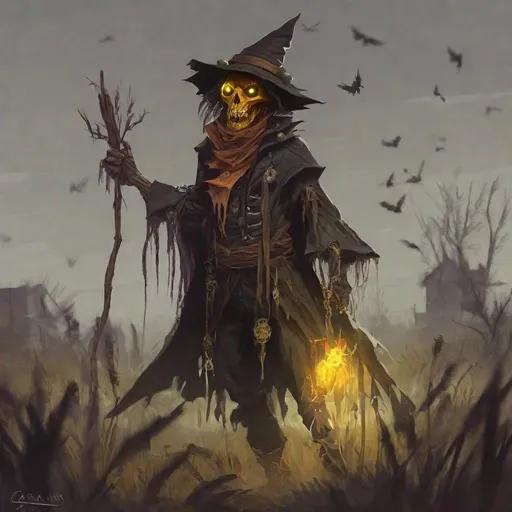 Prompt: living scarecrow warlock
