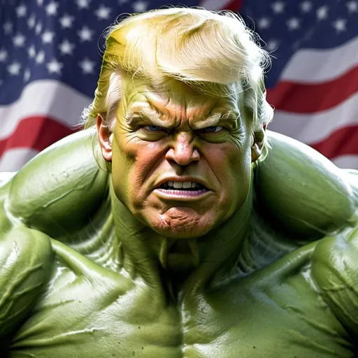Prompt: make donald trump the hulk 