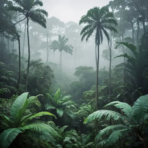 Prompt: Misty Tropical Forest