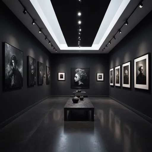 Prompt: art showroom dark