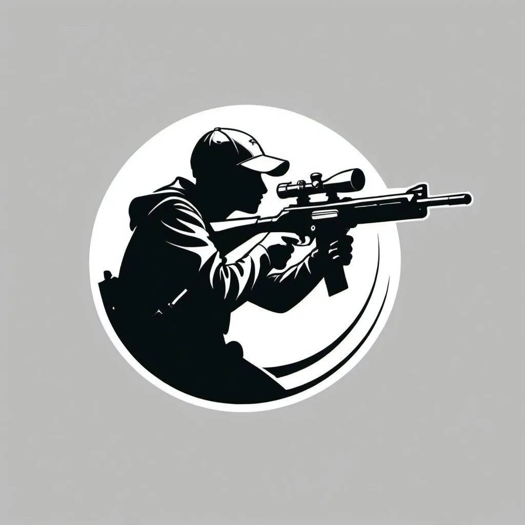 Prompt: An artistic logo of a person aiming a rifle