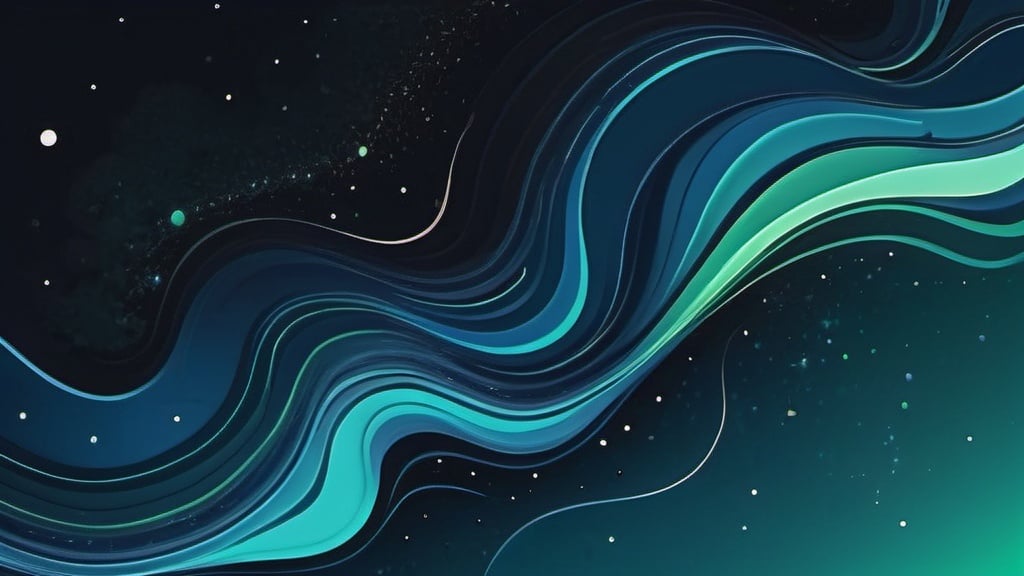 Prompt: dreamy abstract line art with galaxy style color palette from green to blue, a little bit dark