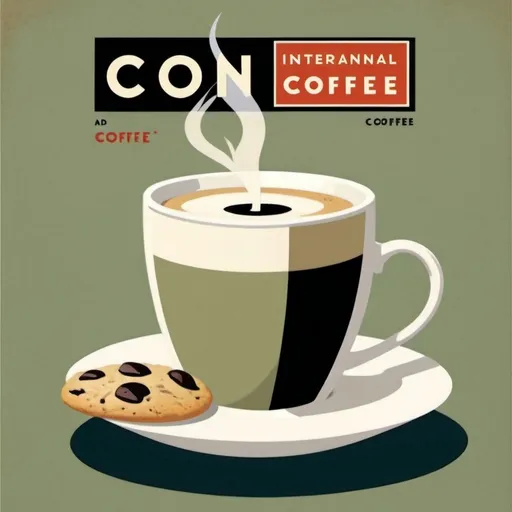 Prompt: a cup off filter coffee and cookie, Coles Phillips, international typographic style, edward hopper and james gilleard, poster art, add some explanation about coffee under the poster