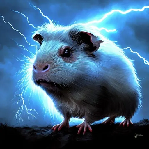 Prompt: lightning guinea pig king of death
