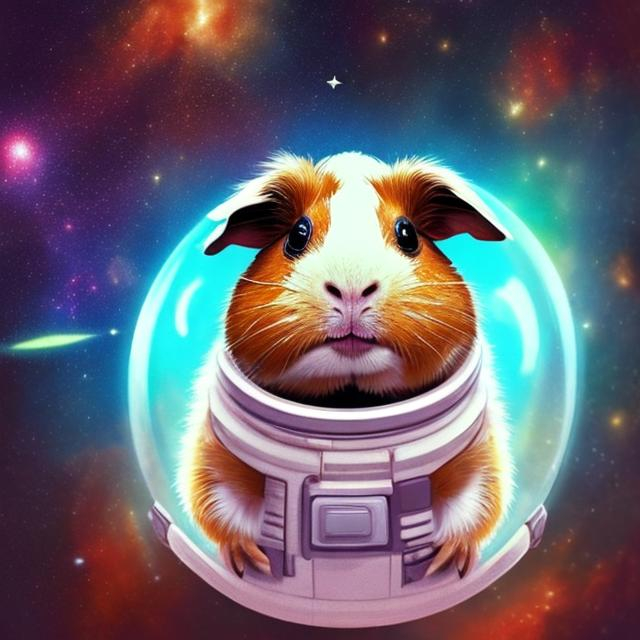 Prompt: cute guinea pig in space