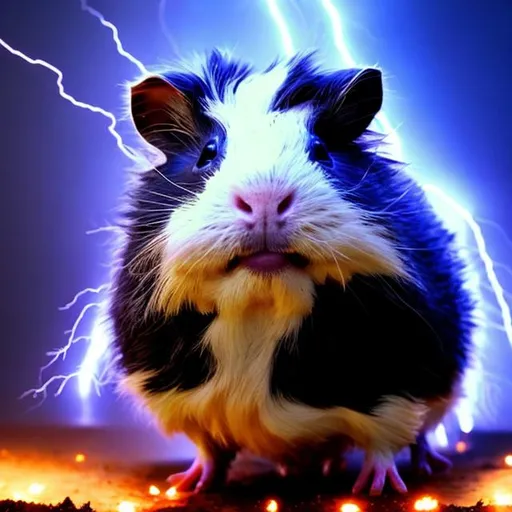 Prompt: lightning guinea pig king of death
