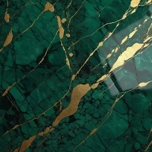 Prompt: Green and Gold flake marble stone