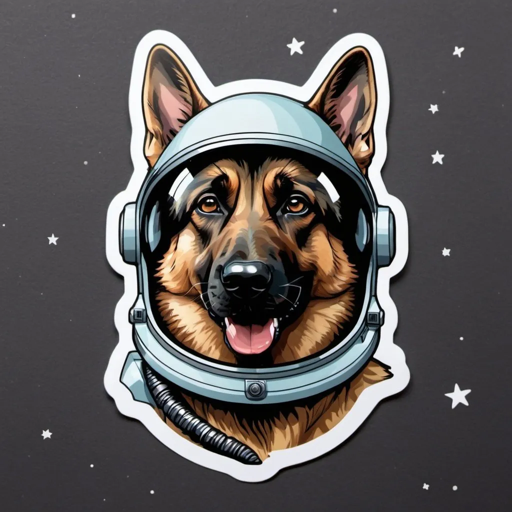 Prompt: diecut sticker of a german shepherd wearing a space helmet 