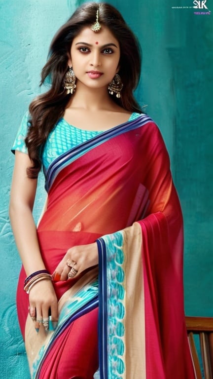 Prompt: TYPICAL 2K HOT INDIAN ANNI WITH FULL-SIZE CHEST 34, HIP 29, BACK 34 IN INDIAN TRADITIONAL HOT SAREE 