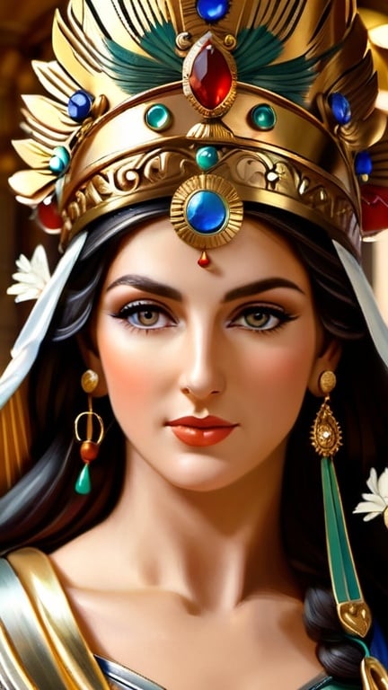 Prompt: Minerva is the Roman, Greek (Athena), Iranian (Mithra) goddess of wisdom, justice, law, victory, and the sponsor of arts, trade, and strategy, 𝘯𝘶𝘥𝘦, 𝘯𝘢𝘬𝘦