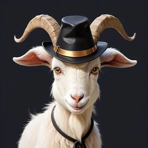 Prompt: A cute goat anime with black magic hat 