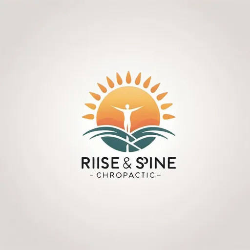 Prompt: Create a modern, minimalist logo for a chiropractic clinic named 'Rise & Spine'. The logo would feature a simple, abstract sun to symbolize 'rise' and incorporate subtle elements representing spinal health or bones. Use a minimalist colour palette with neutral tones, and place the design on a white background. Ensure the text 'Rise & Spine' is integrated and clearly visible. 