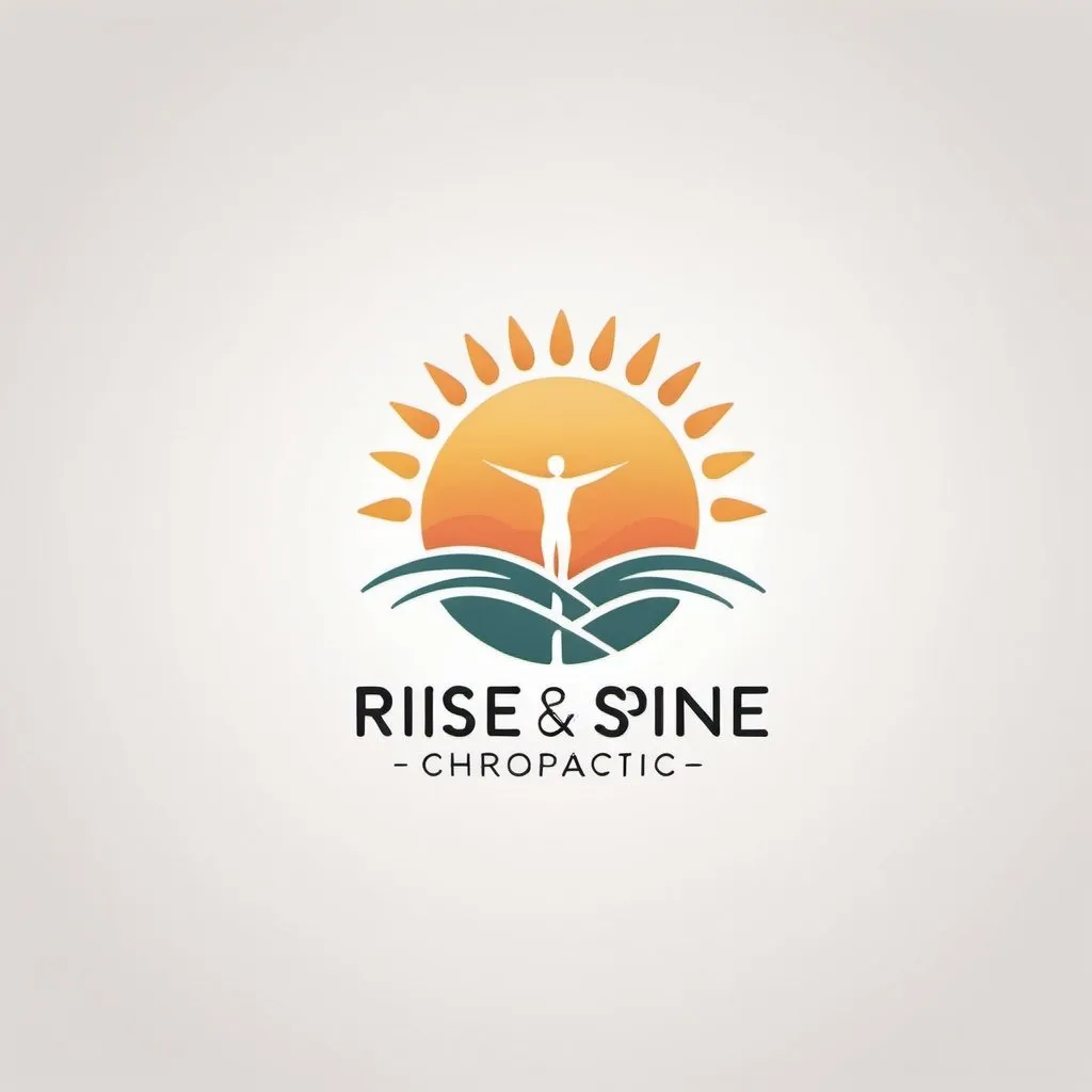 Prompt: Create a modern, minimalist logo for a chiropractic clinic named 'Rise & Spine'. The logo would feature a simple, abstract sun to symbolize 'rise' and incorporate subtle elements representing spinal health or bones. Use a minimalist colour palette with neutral tones, and place the design on a white background. Ensure the text 'Rise & Spine' is integrated and clearly visible. 