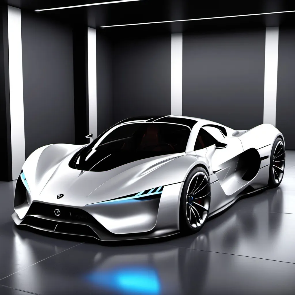 Prompt: concept hyper car  in show room front view  
