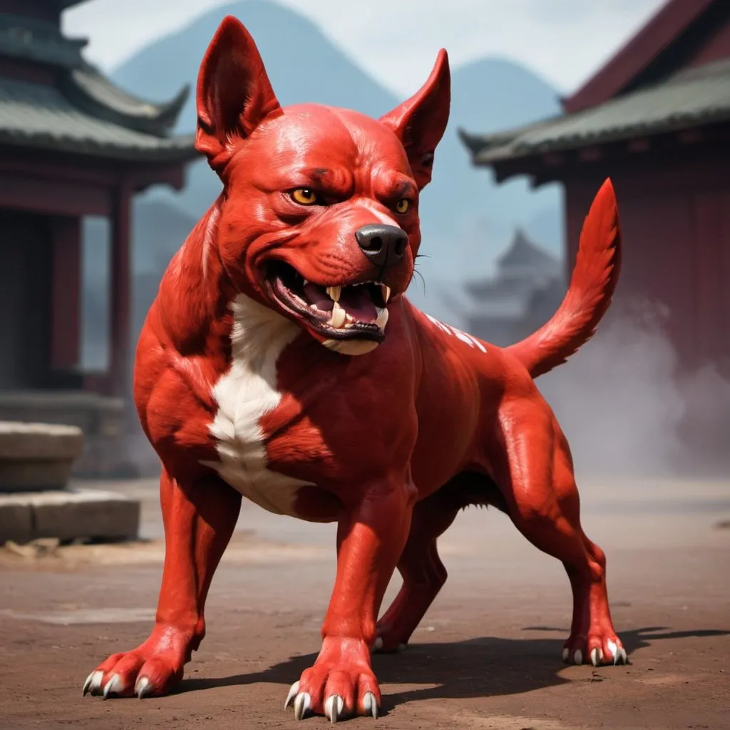 Prompt: fighting red dog avatar