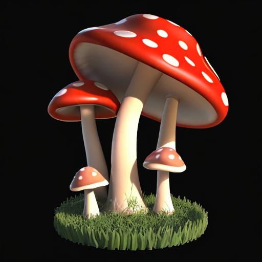 Prompt: 3d magical mushroom black background 