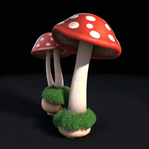 Prompt: 3d magical mushroom black background 