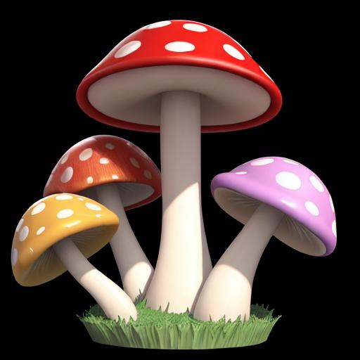 Prompt: 3d rainbow magical mushroom black background 